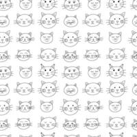 Katzen Gesichter nahtlos Muster. Vektor Hand gezeichnet Katze Zeichen Muster