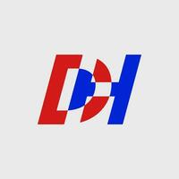 dh varumärke namn första brev ikon. dh monogram med röd och blå. vektor