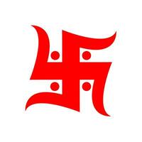 rot Hakenkreuz Vektor Symbol. Hindu heilig Seufzer Hakenkreuz.