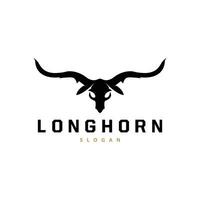 longhorn djur- logotyp design, bruka retro årgång horn minimalistisk enkel mall illustration vektor