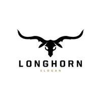Longhorn Tier Logo Design, Bauernhof retro Jahrgang Horn minimalistisch einfach Vorlage Illustration vektor