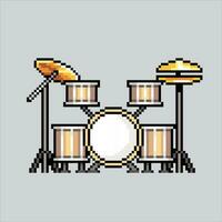 pixel konst illustration trumma uppsättning. pixelated trumma uppsättning. trumma uppsättning instrument musik ikon pixelated för de pixel konst spel och ikon för hemsida och video spel. gammal skola retro. vektor