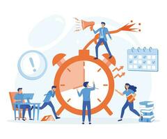 Zeit Management, Manager Druck beim Arbeitsplatz. Büro Termin. betont Angestellte Arbeiten im Laufe der Zeit. eben Vektor modern Illustration