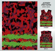 mönster vektor sporter skjorta bakgrund bild.svart röd digital kamouflage med grön Ränder mönster design, illustration, textil- bakgrund för sporter t-shirt, fotboll jersey skjorta