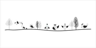 fågel delare tecknad serie illustration. söt fågel klotter gräns för kort, inbjudan, dekoration. vektor