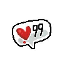 neunzig neun Liebe Plaudern Blase Zeichen im Pixel Kunst Stil vektor