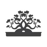 bonsai logotyp design. japansk mini små växt träd silhuett logotyp design vektor