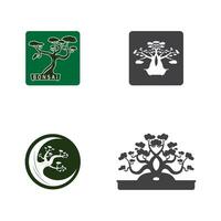 bonsai logotyp design. japansk mini små växt träd silhuett logotyp design vektor