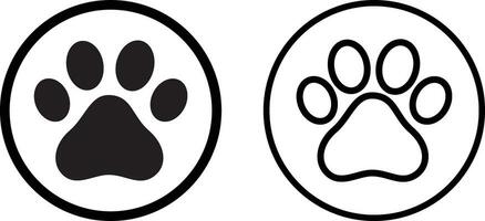 Tass skriva ut ikon uppsättning vektor i två stilar . hund Tass ikon . djur- fotavtryck ikon