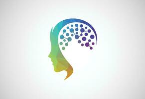 niedrig poly und kreativ Mensch Verstand Gehirn Technologie Logo Design, Vektor Design Konzept