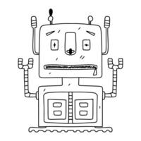 robot. hand dragen klotter stil. vektor illustration isolerat på vit. färg sida.