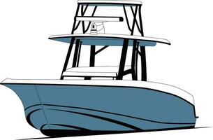 båt vektor, främre se fiske båt vektor linje konst illustration