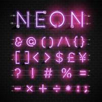 Hög detaljerad neon typsnitt set, vektor illustration