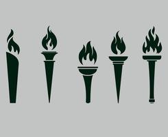 Feuerfackel grüne Illustration Flamme abstraktes Design mit Hintergrund grau vektor