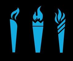 fackla blå samling ikoner flamma vektor illustration abstrakt design med bakgrund svart