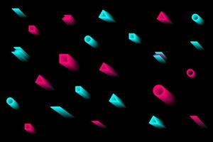 futuristisk abstrakt blå röd gradient våglinje vektor med memphis på svart bakgrund, tik tok digital dynamisk elegant kontrastflöde, teknologikoncept för webb, affisch, kortmall designmall