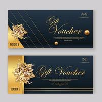 Luxus-Geschenkgutscheine mit Bändern und Geschenkbox. elegante Vorlage für eine festliche Geschenkkarte, einen Gutschein und ein Zertifikat. Rabattgutscheinvorlage vektor