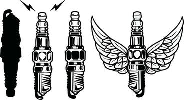 Funke Stecker Symbol Vektor Satz. Motor Zündung Illustration Zeichen Sammlung