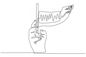 Kontinuierliche Strichzeichnung des Arztes mit Stethoskop auf Semartfone-Bildschirmvektorillustration vektor