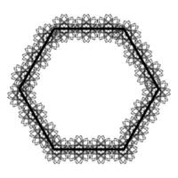 ram hexagonal doily årgång med spets runt om de kanter vektor