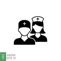 medizinisch Mannschaft Symbol. einfach solide Stil. Krankenschwester, männlich, weiblich, Mann, Frau, Medizin, Arzt, Gesundheit, Medizin, Krankenhaus Konzept. schwarz Silhouette, Glyphe Symbol. Vektor isoliert auf Weiß Hintergrund. Folge.