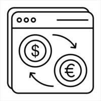 uppkopplad pengar utbyta linje ikon design stil vektor