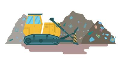 Karikatur Farbe Bulldozer zum Müll Reinigung. Vektor