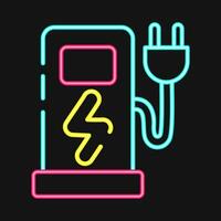 Symbol elektrisch Fahrzeug Laden Bahnhof. Ökologie und Umgebung Elemente. Symbole im Neon- Stil. gut zum Drucke, Poster, Logo, Infografiken, usw. vektor