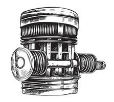 Auto Kolben Hand gezeichnet skizzieren Vektor Illustration Transport Ingenieurwesen