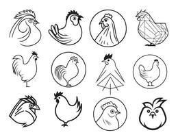 Hähnchen Henne Logo einstellen skizzieren Hand gezeichnet Vektor Illustration