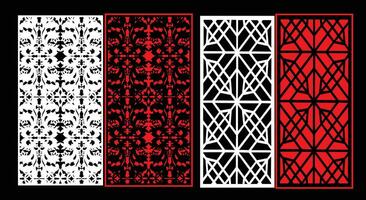 dekorativ vägg paneler uppsättning Jali design cnc mönster, laser skärande mönster, router skärande. vektor