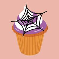 Halloween Muffin mit Spinne Netz Vektor Illustration