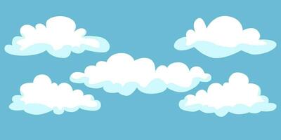 moln vektor illustration. abstrakt vit molnig uppsättning isolerat på blå bakgrund