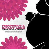 graviditet och spädbarn förlust medvetenhet månad social media posta baner för gravid kvinnor vektor