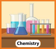 pädagogische englische Wortkarte der Chemie vektor