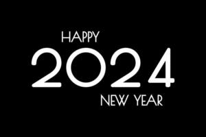 glücklich Neu Jahr 2024. schwarz und Weiß Inschrift, Beschriftung 2024. vektor