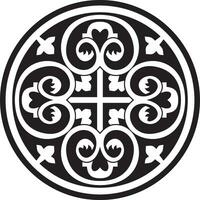 Vektor schwarz einfarbig runden uralt byzantinisch Ornament. klassisch Kreis von das östlichen römisch Reich, Griechenland. Muster Motive von Konstantinopel