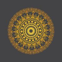 Luxus Zier Mandala Design Hintergrund im Gold, Luxus Hochzeit Einladung, Zier Blumen- Ecke rahmen, schwarz Hintergrund mit Gold Mandala Dekoration vektor