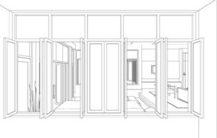 3d illustration av Kafé och bostads- projekt vektor