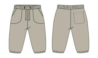 Vlies Baumwolle Jersey Basic Schweiß keuchen technisch Zeichnung Mode eben skizzieren Vorlage Vorderseite und zurück Ansichten. bekleidung Jogger Hose Vektor Illustration spotten oben zum Kinder und Jungen.