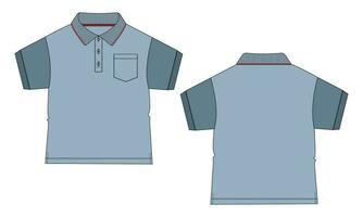 kort ärm med ficka vektor illustration polo skjorta mall för bebis Pojkar