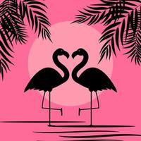niedliche rosa Flamingo-Hintergrund-Vektor-Illustration vektor