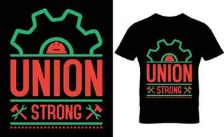 Union stark Arbeit Tag T-Shirt Design vektor