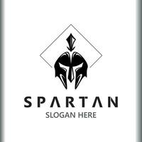 spartansk hjälm krigare logotyp mall. spartansk platt design vektor