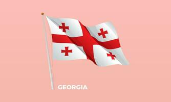 Georgia Flagge winken beim das Fahnenstange. Vektor 3d