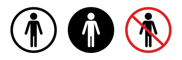 Mensch Symbol Satz. Nein Eintrag und Toilette Zeichen. Vektoren. vektor
