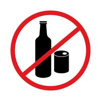 Alkohol verboten Symbol. Alkohol nicht erlaubt Symbol. Flasche und können Silhouette Symbol. Vektor. vektor