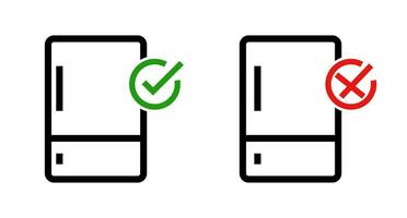 kylskåp tillgängliga ikon och kylskåp inte tillgänglig ikon uppsättning. kylskåp fel. vektor. vektor
