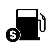 gas station och dollar mynt silhuett ikon. bensin pris. tankning. vektor. vektor