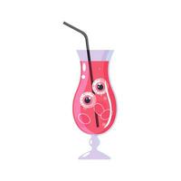 Rosa Halloween Cocktail mit Augen, Vektor Illustration